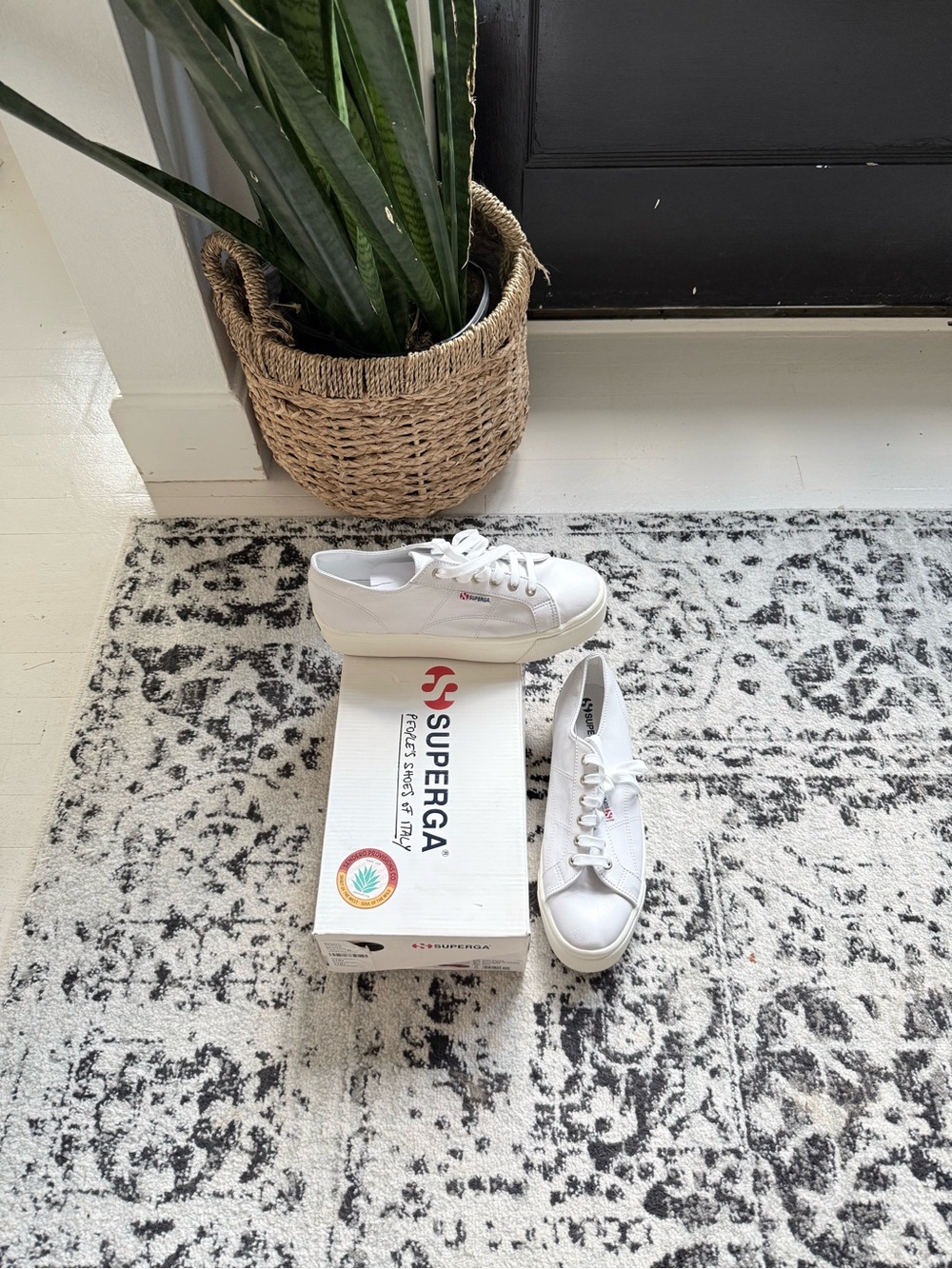 NWT Superga  White Italian Leather Platform Sneakers Sz 10 women’s or 8.5 men’s